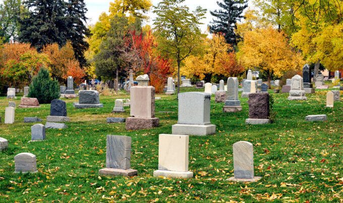A cemetery in autumn